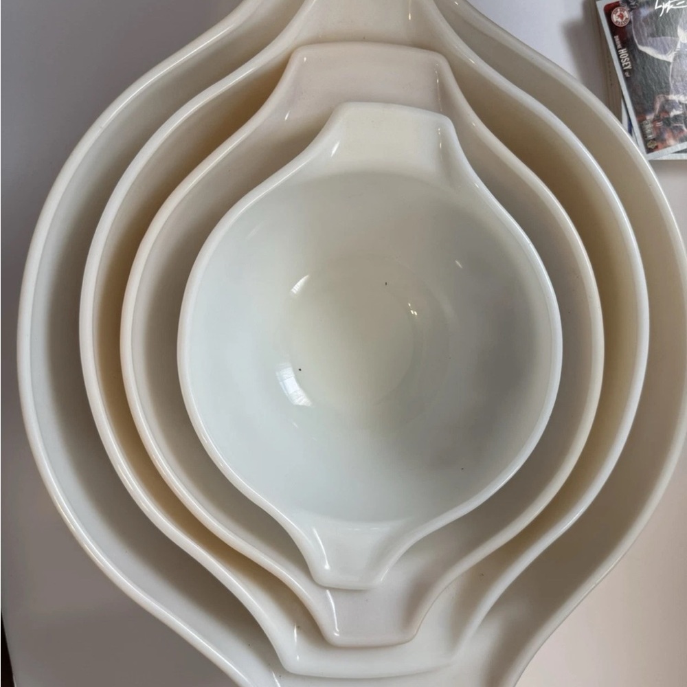 Vintage pyrex white and Orange butterfly Gold Cinderella 4 Mixing Bowls - Picture 7 of 11